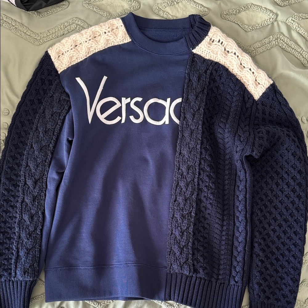 Versace Blue and White Knit Sweater